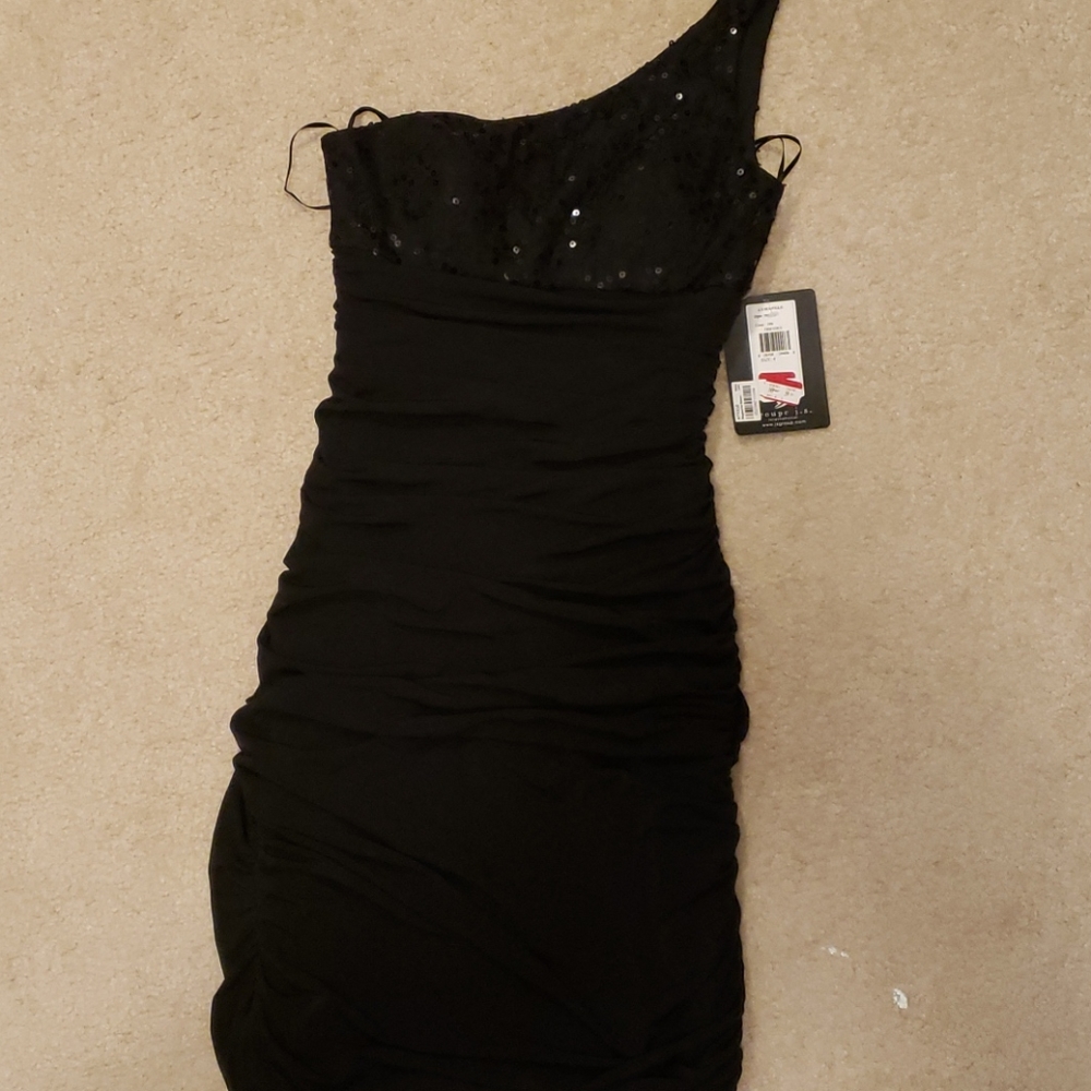 One shoulder little black dress